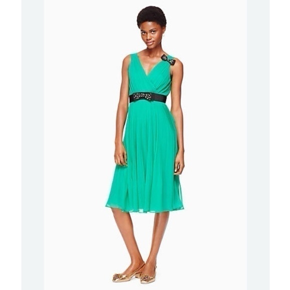 Kate Spade Emerald Ring Green Chiffon Dress - Picture 8 of 13